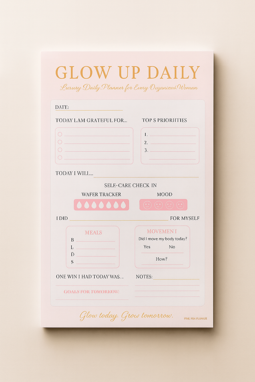Glow Up Collection Luxe 3-Piece Planner Set for Your Mind, Routine & Goals